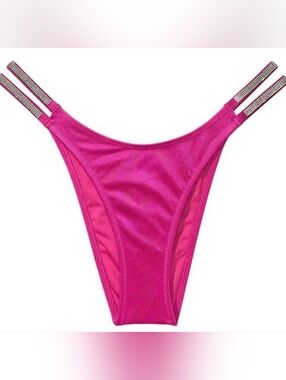 XL VS Swim Double Shine Strap Brazilian Bikini Bottom Berry Blush